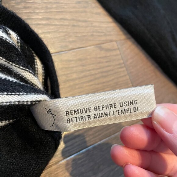 Lord & Taylor Cashmere Sweater, Black w/ white stripes, sequins, size M - Picture 4 of 9